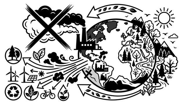 Global ecology concept with renewable energy and pollution control