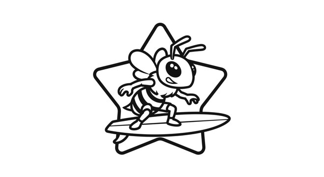 Bee on surfboard star