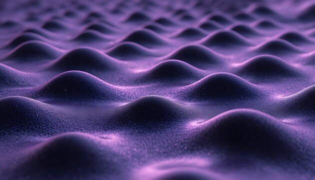 Abstract purple ferrofluid landscape with magnetic pillars and fluid dynamics