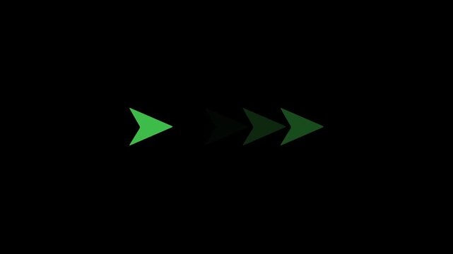Green Gradient Forward Arrow Motion Animation with Directional Indicator Speed Movement on Minimal Dark Technology Background Seamless Loop Motion Graphics