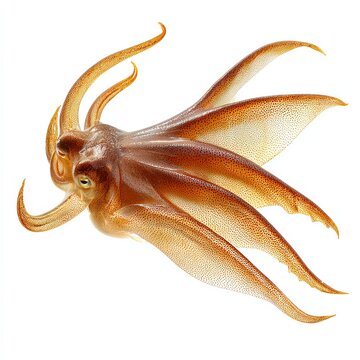 Vampire Squid with Extended Fins Isolated on White Background