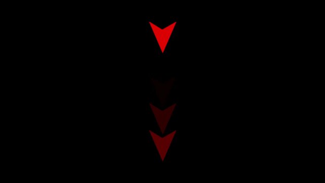 Red Downward Arrow Motion Animation with Vertical Directional Indicator Scroll Guide Speed Movement on Minimal Dark Technology Background