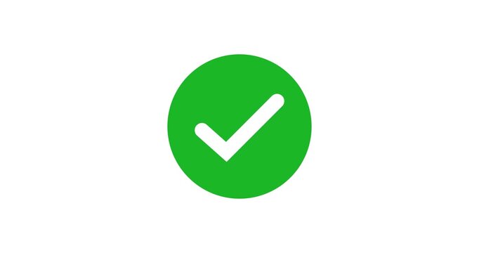 Animation of check mark icon. white color tick mark icon animation. success, done, payment successful, check mark icon and Motion graphics of success concept