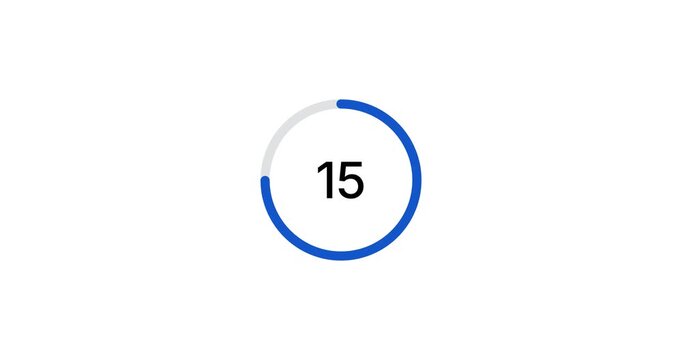 20 seconds circle countdown timer animation from 20 to 0 seconds. Motion graphics of countdown concept