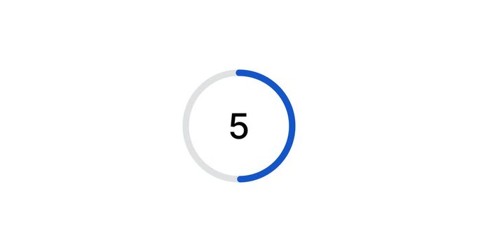 10 seconds circle countdown timer animation from 10 to 0 seconds. Motion graphics of countdown concept