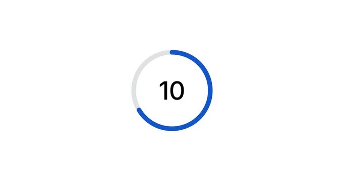 15 seconds circle countdown timer animation from 15 to 0 seconds. Motion graphics of countdown concept