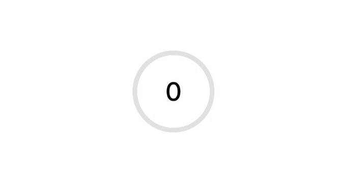 5 seconds circle countdown timer animation from 5 to 0 seconds. Motion graphics of countdown concept