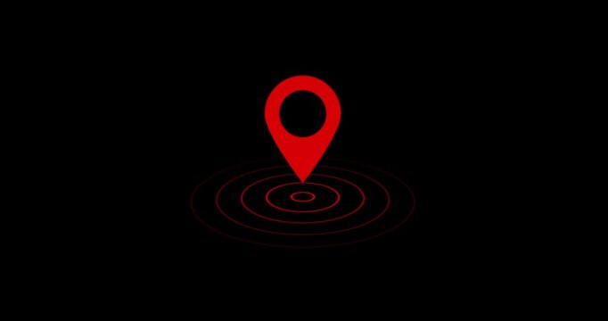 Red color location symbol. Pin symbol Indicates the location of the GPS map. Location icon or map pin simple location icon. Motion graphics of location concept