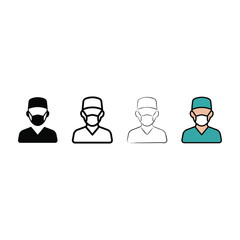 Fototapeta premium Male Surgeon Avatar Icon Set