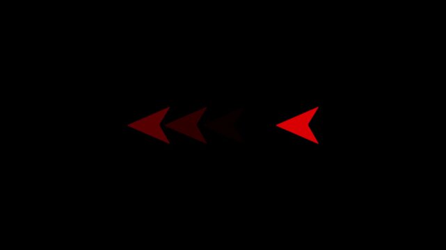 Red Left Arrow Motion Animation with Backward Directional Indicator Navigation Symbol Speed Movement on Minimal Dark Technology Background