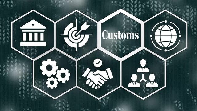 Businessman pressing a Business Customs concept