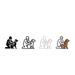 Fototapeta premium Senior Walking with Dog Icon Set