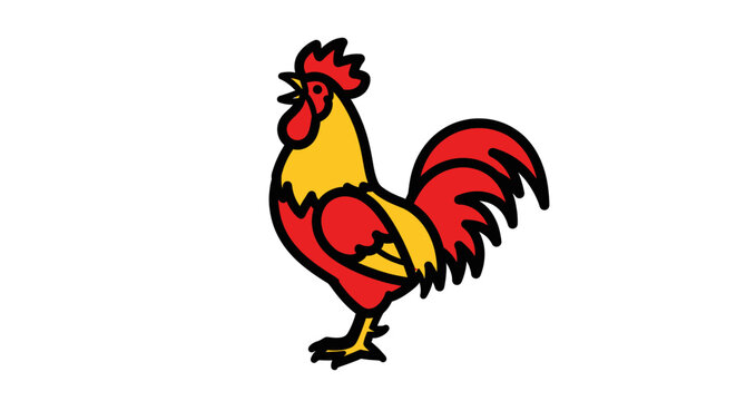 Vibrant Cartoon Rooster Illustration Closeup.