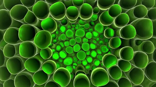 Inside Plant Cell Chloroplast Thylakoid Stacks for Photosynthesis Science Visualization
