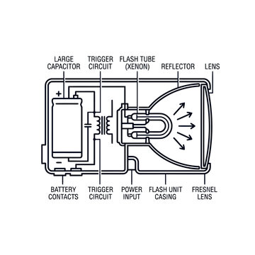 External Camera Flash Cross Section Technical Diagram
