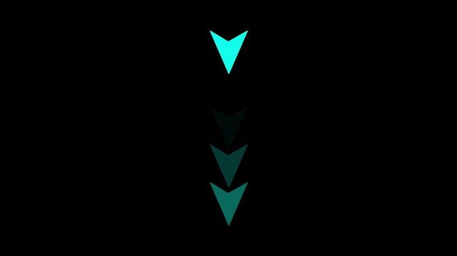 Turquoise Downward Arrow Motion Animation with Vertical Directional Indicator Scroll Guide Speed Movement on Minimal Dark Technology Background