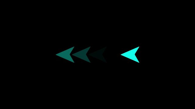 Turquoise Left Arrow Motion Animation with Backward Directional Indicator Navigation Symbol Speed Movement on Minimal Dark Technology Background