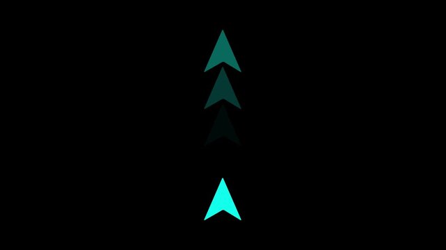 Turquoise Upward Arrow Motion Animation with Vertical Directional Indicator Navigation Symbol Speed Movement on Minimal Dark Technology Background