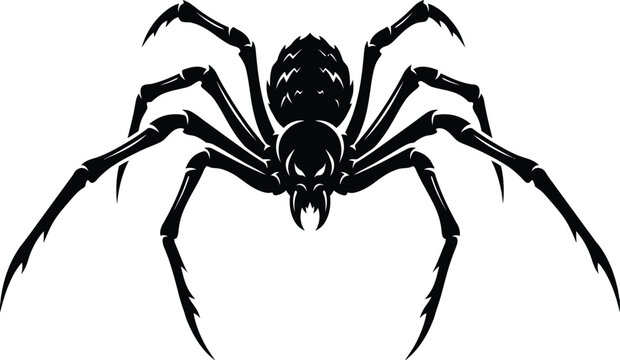 Black spider with sharp legs and fangs