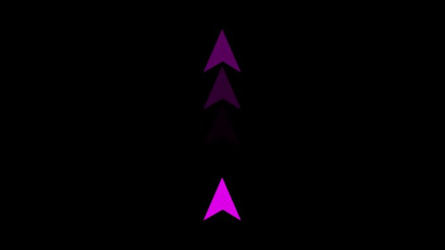 Purple Upward Arrow Motion Animation with Vertical Directional Indicator Navigation Symbol Speed Movement on Minimal Dark Technology Background