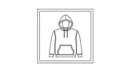 Fototapeta premium Hooded sweatshirt drawing, a casual clothing item outline illustration