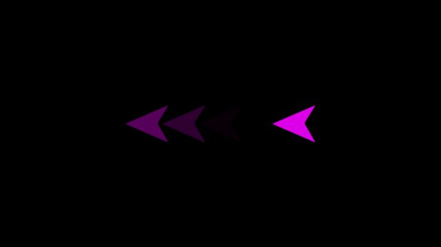 Purple Left Arrow Motion Animation with Backward Directional Indicator Navigation Symbol Speed Movement on Minimal Dark Technology Background