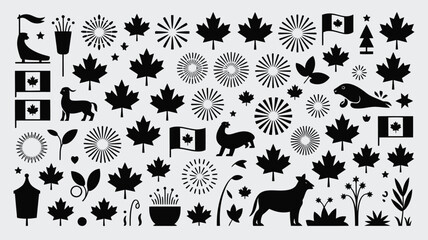 Canada day icon set with maple leaves © Jayshri