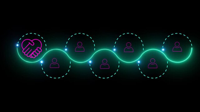 Empathy in the workplace concept. Interfacing the icon of empathy and trust among team member icon. Emotional intelligence, collaboration, trust within a professional team 4K video animation.