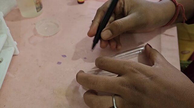 Laboratory Technician Performing Clinical Chemistry Sample Preparation with Micropipette and Reagents in Modern Medical Laboratory, Diagnostic Testing, Biotechnology, Healthcare Research, 4K Footage