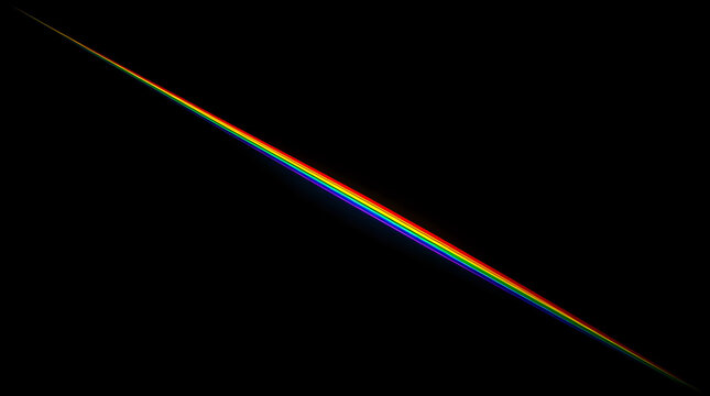 Abstract rainbow light spectrum diagonal line on black background with spectrum diagonal abstract
