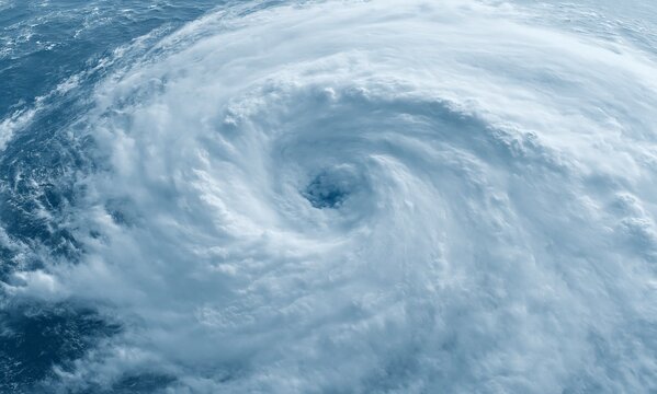 Powerful Tropical Hurricane Vortex from Above with Swirling Clouds