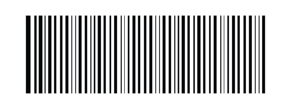 Black and White Barcode Label Vector Design with Made in China and Made in Canada Retail Scan Code Illustration on White Background