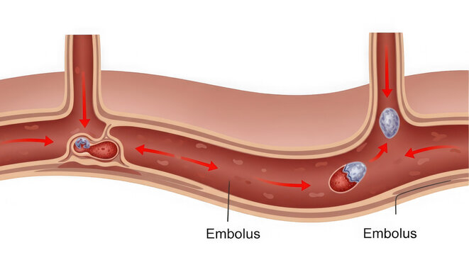 Blood vessel with blockages and bronchial tubes