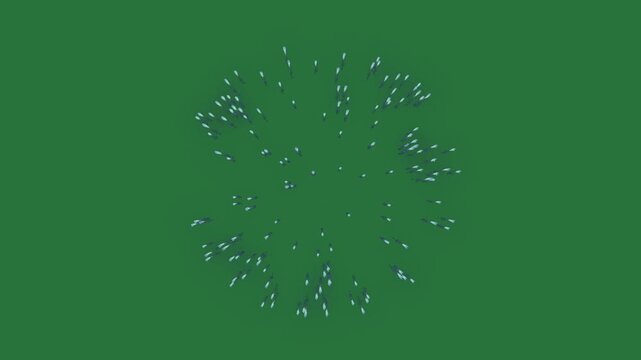 White border and blue star on burst screen clock it isolated on green screen background
