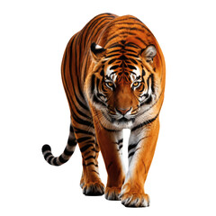 Obraz premium Bengal Tiger Walking Powerful Majestic Predator Isolated