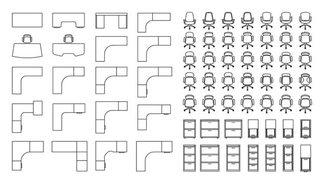 Comprehensive Office Furniture Plan View Symbols for Interior Design