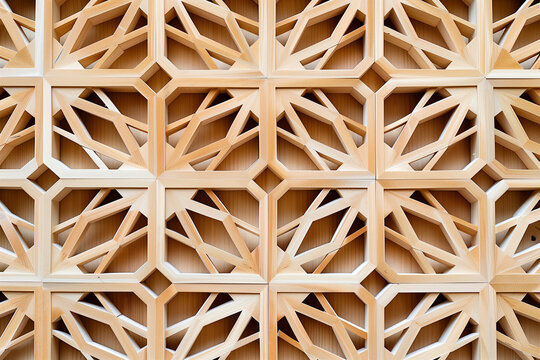 Japanese Kumiko woodwork geometric lattice texture background