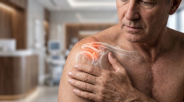 Acromioclavicular (AC) Joint Arthritis with Painful Shoulder Joint Anatomy Overlay