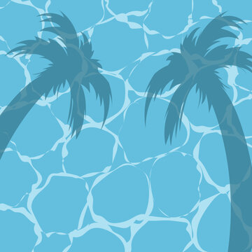 Ein Pool mit Wasser in dem die Schatten von Palmen zu sehen sind