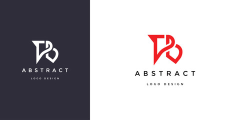 Letter TB logo design featuring a modern minimalist monogram concept with bold red and white typography isolated on dark and light gray professional backgrounds vector © Designer996