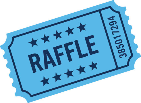 Blue raffle ticket icon isolated on white, event giveaway admission pass with star details