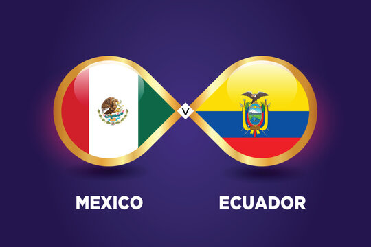 Mexico vs Ecuador Football Match championship  Template design.