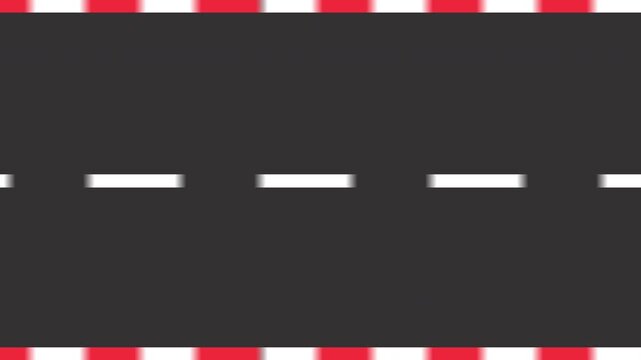 Start to Finish Racing Line, Road track top view, two Lane fast moving road animation