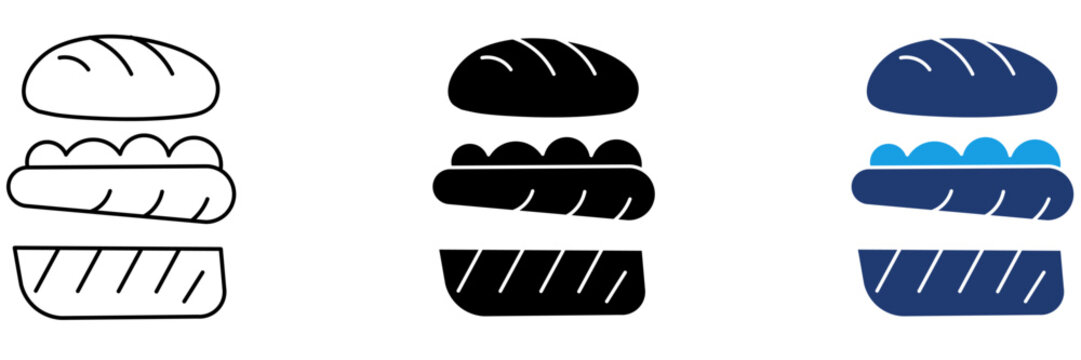 Sandwich Burger icon collections. Containing Fast food, Sub, Baguette, Lunch and Snack icons.