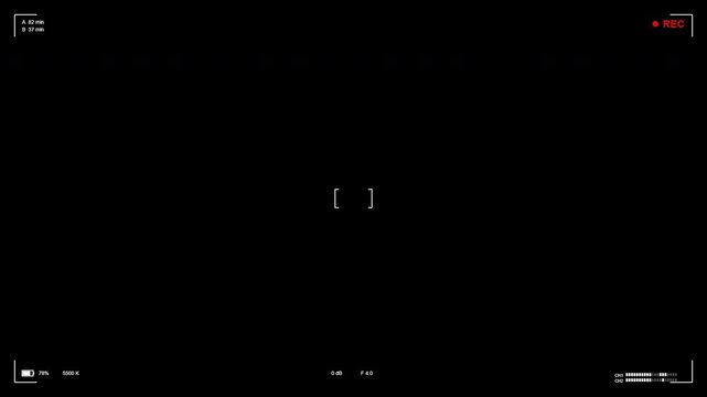 Video camera recorder screen overlay on black background