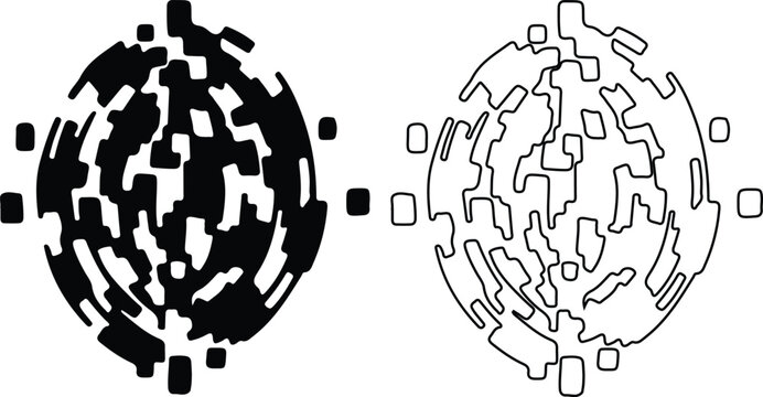 Abstract digital pattern in black and white vector illustration with technological concept