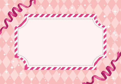 Pink Festive Frame. Card Background. Argyle Style. Sparkly Template.