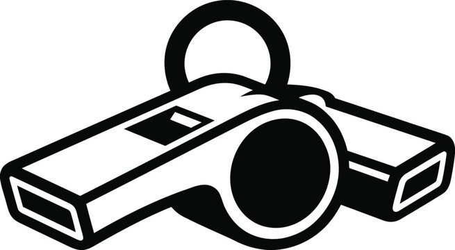 Sports Whistle Coloring Page Vector Illustration Referee Equipment Line Art