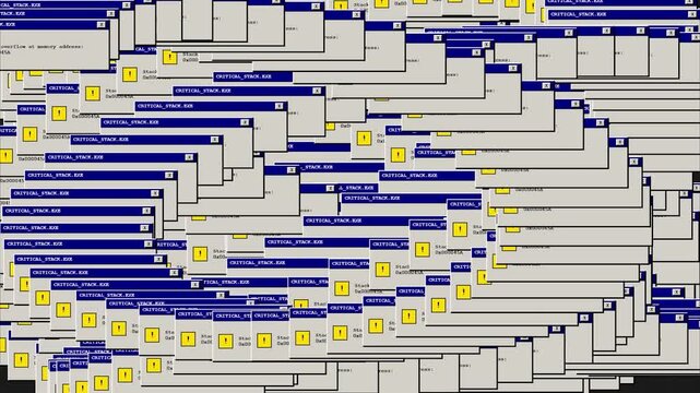 Cascading Windows Error Message System Crash Y2K & Retro Glitch Aesthetic Animation for Cyber Security and Digital Nostalgia Motion Graphic