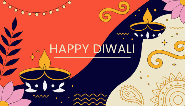 Diwali, Happy Diwali, Festival of Lights, Indian Celebration, Vector Illustration